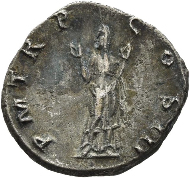 RIC II, Part 3 (second edition) Hadrian 229 Hadrian reverse, Pietas, veiled, standing front, head left (rarely right), rai...