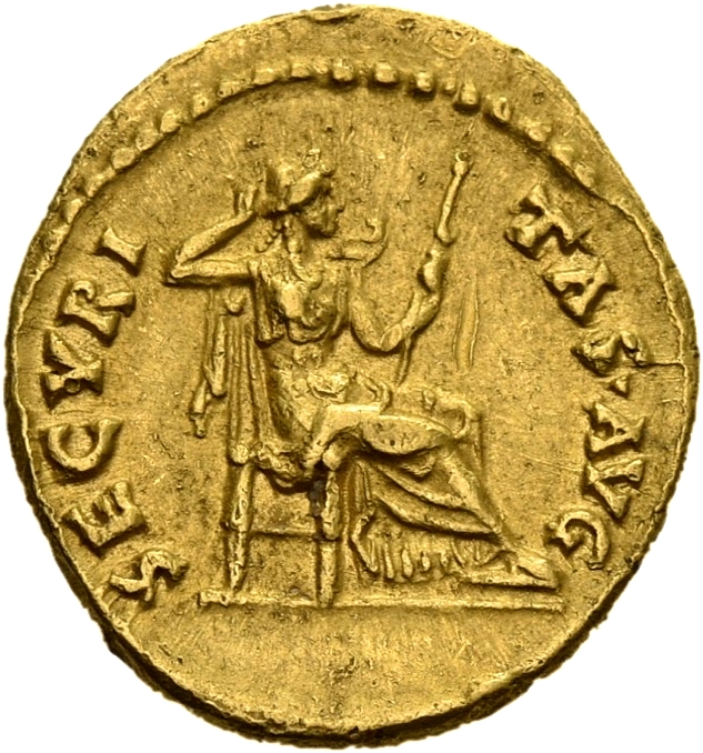 RIC II, Part 3 (second edition) Hadrian 2323 Hadrian reverse, Securitas seated right, with head in hand and holding sceptre