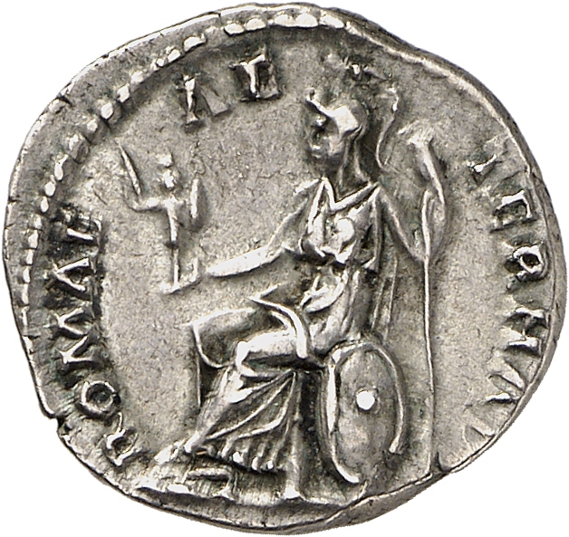 RIC II, Part 3 (second edition) Hadrian 2341 Hadrian reverse, Roma seated left, holding Palladium and spear; resting on ch...
