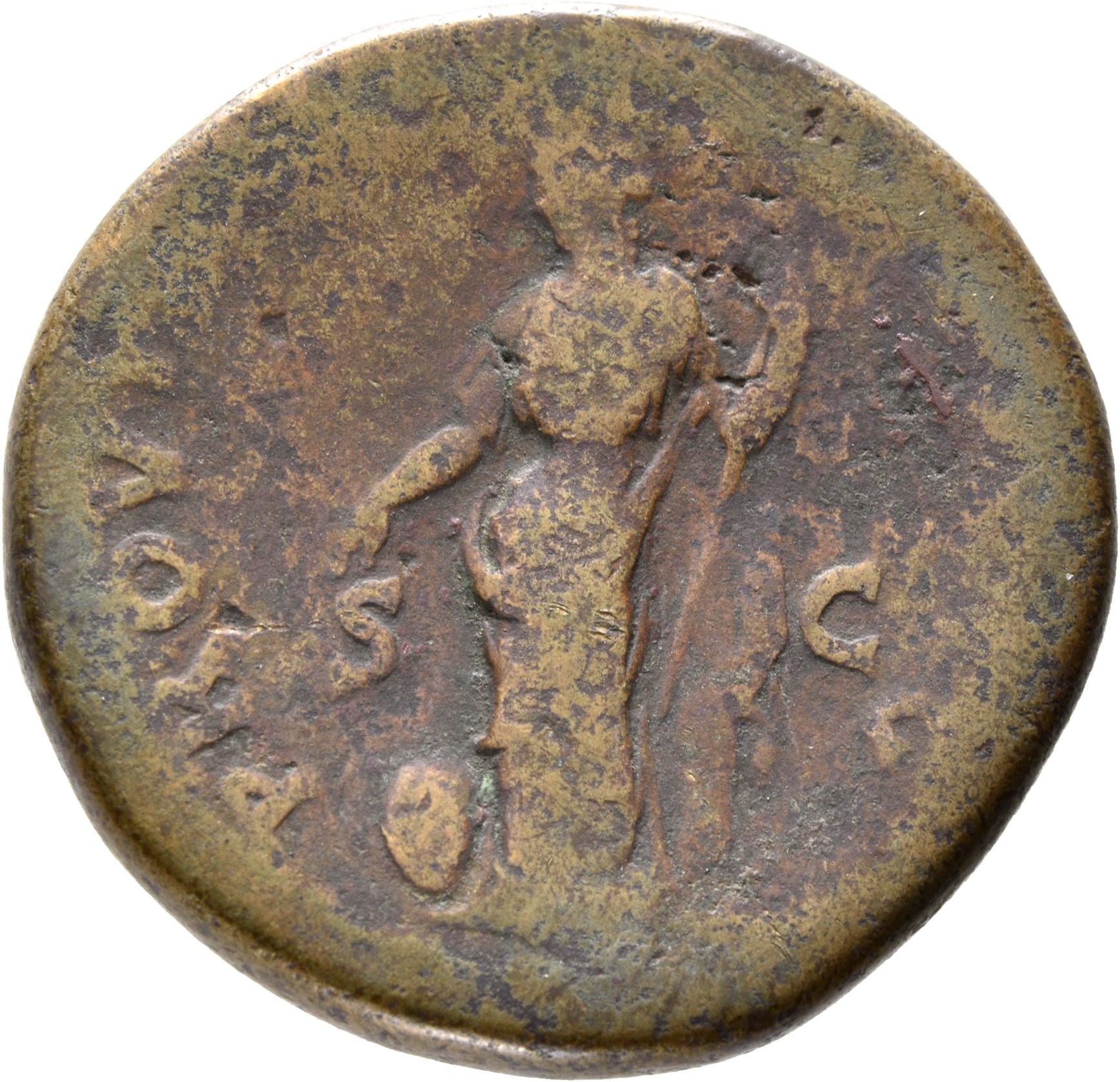 RIC II, Part 3 (second edition) Hadrian 2384 Hadrian reverse, Providentia standing left, usually leaning against column, p...