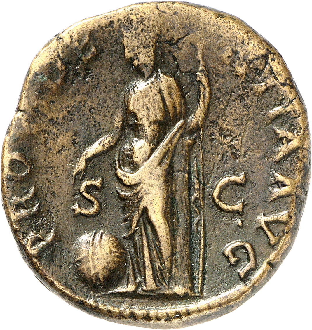 RIC II, Part 3 (second edition) Hadrian 2384 Hadrian reverse, Providentia standing left, usually leaning against column, p...