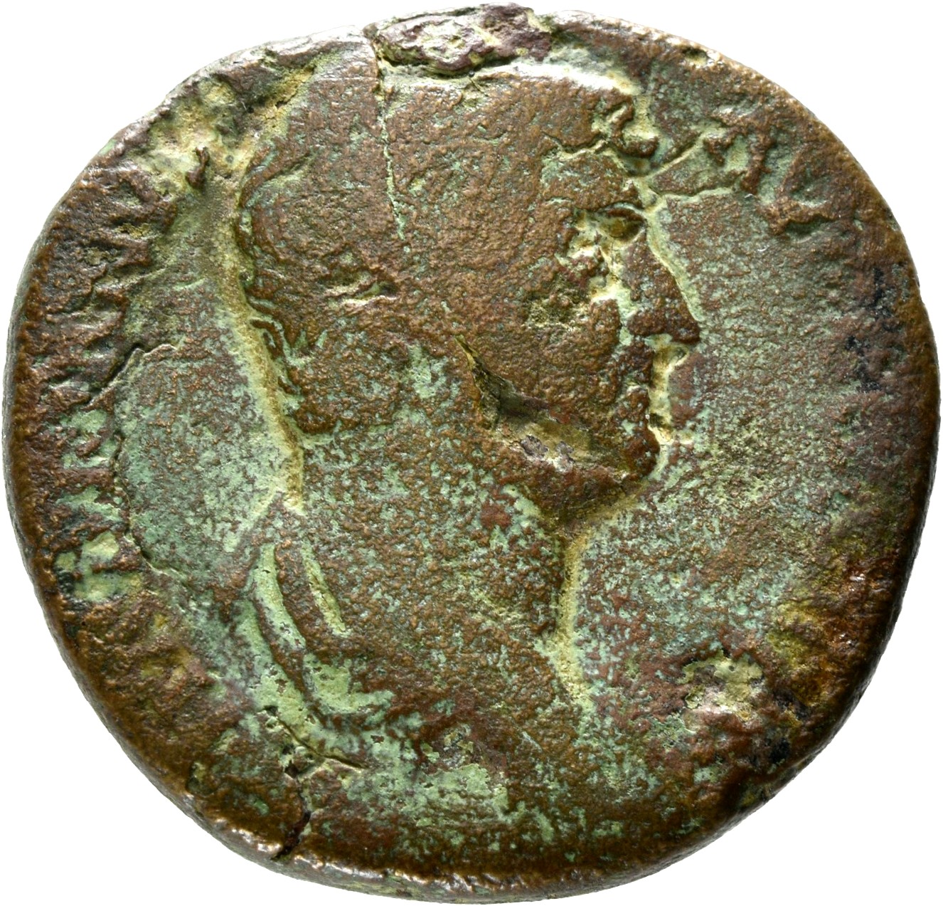 RIC II, Part 3 (second edition) Hadrian 2395 Hadrian obverse, Bust of Hadrian, draped, right, viewed from rear or side