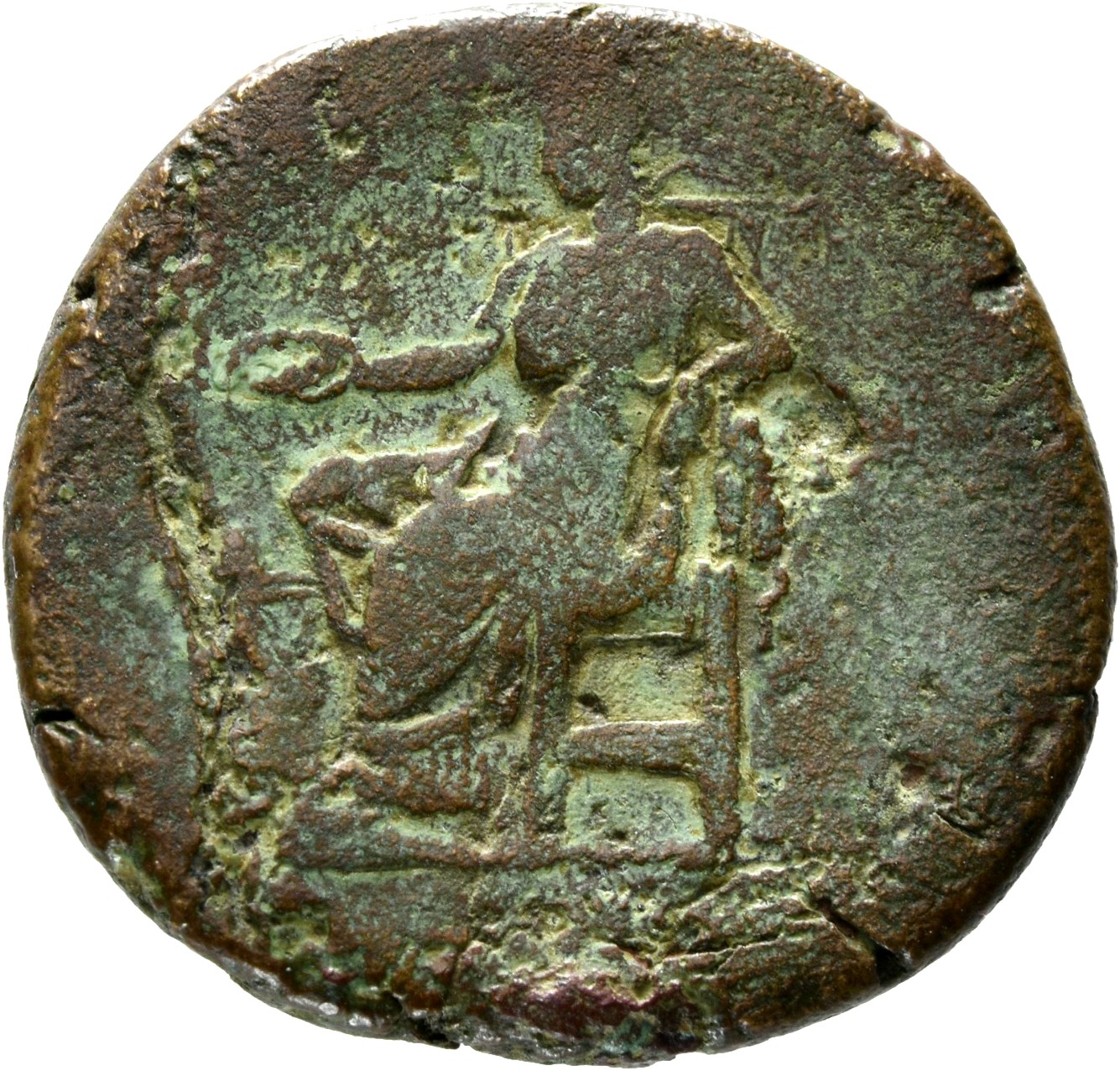 RIC II, Part 3 (second edition) Hadrian 2395 Hadrian reverse, Salus seated left before snake entwined altar, holding patera