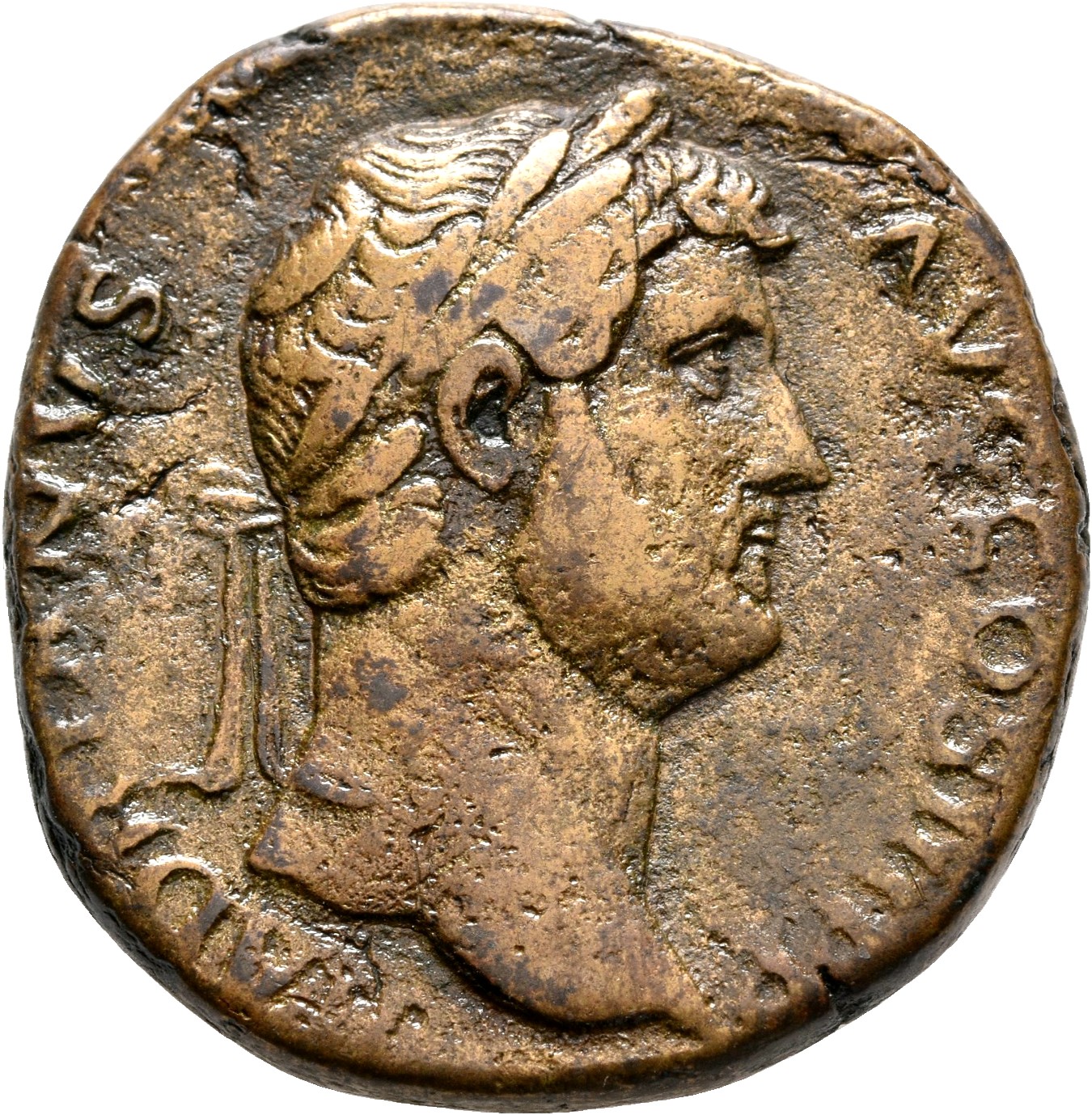 RIC II, Part 3 (second edition) Hadrian 2398 Hadrian obverse, Head of Hadrian, laureate, right