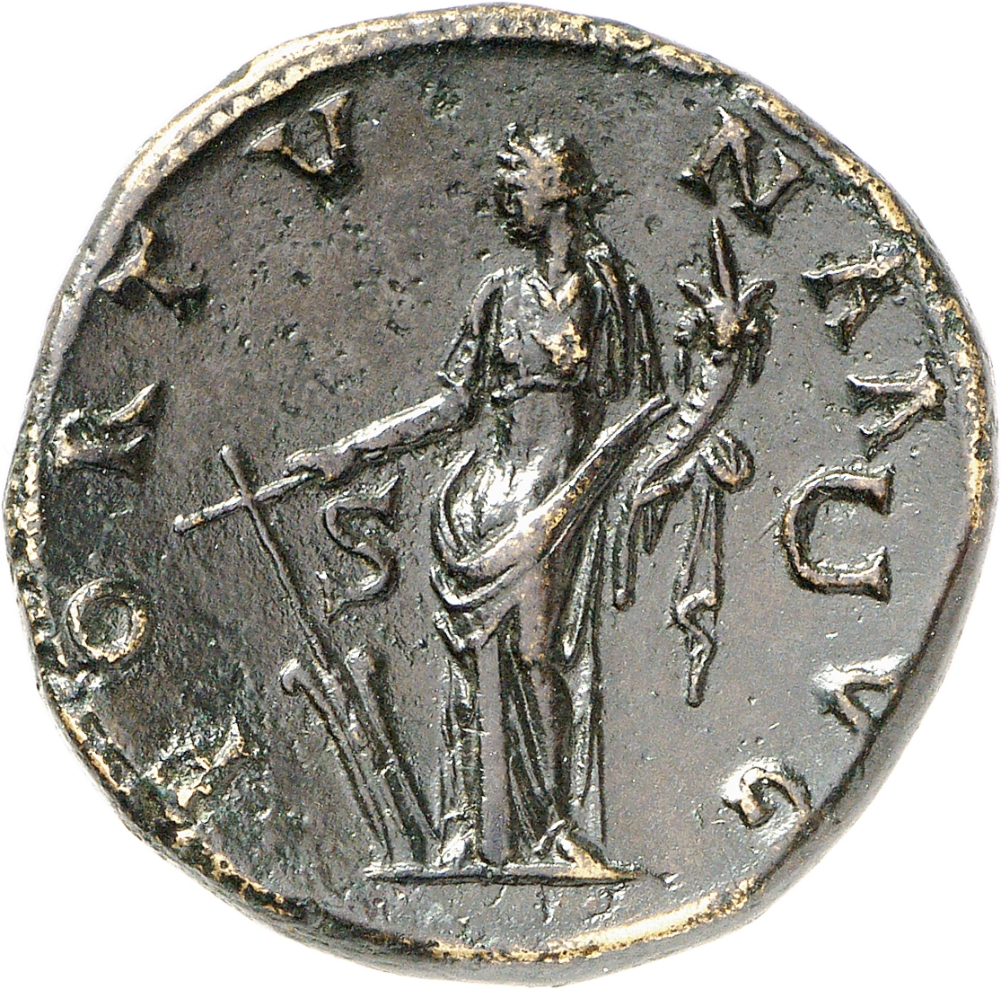 RIC II, Part 3 (second edition) Hadrian 2410 Hadrian reverse, Fortuna standing left, holding rudder sometimes set on globe...