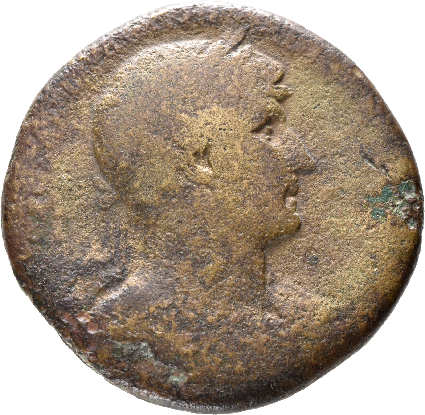 RIC II, Part 3 (second edition) Hadrian 244 Hadrian obverse, Bust of Hadrian, laureate, bare chest, traces of drapery on f...