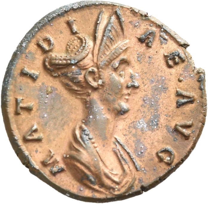 RIC II, Part 3 (second edition) Hadrian 2450 Hadrian reverse, Bust of Plotina, diademed, hair in queue, draped, right