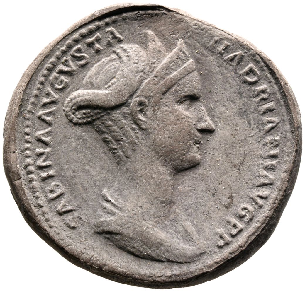 RIC II, Part 3 (second edition) Hadrian 2475 Hadrian obverse, Bust of Sabina, wearing double stephane with hair braided an...
