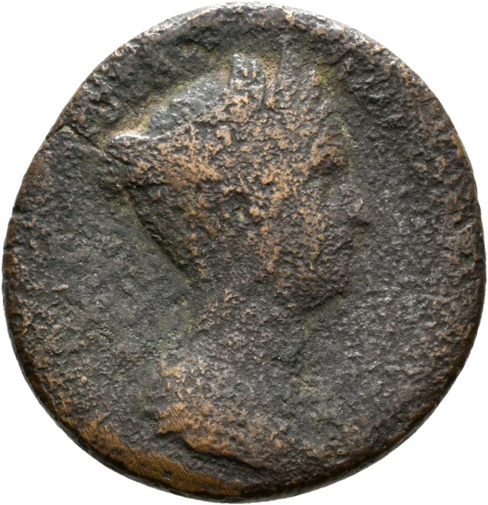 RIC II, Part 3 (second edition) Hadrian 2477 Hadrian obverse, Bust of Sabina, wearing double stephane with hair braided an...