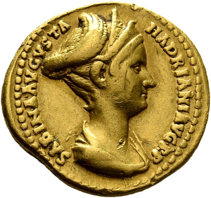 RIC II, Part 3 (second edition) Hadrian 2480 Hadrian obverse, Bust of Sabina, wearing double stephane with hair braided an...