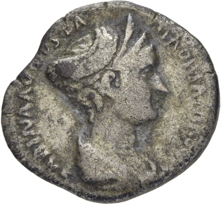 RIC II, Part 3 (second edition) Hadrian 2483 Hadrian obverse, Bust of Sabina, wearing double stephane with hair braided an...