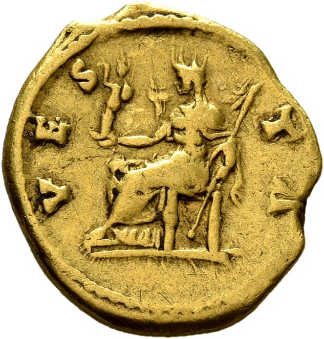 RIC II, Part 3 (second edition) Hadrian 2484 Hadrian reverse, Vesta seated left, holding palladium and sceptre
