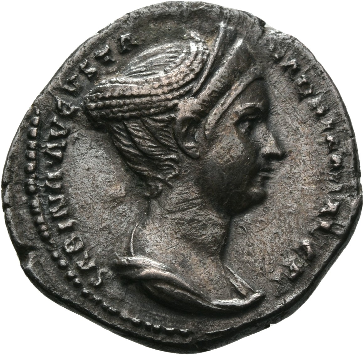 RIC II, Part 3 (second edition) Hadrian 2486 Hadrian obverse, Bust of Sabina, wearing double stephane with hair braided an...