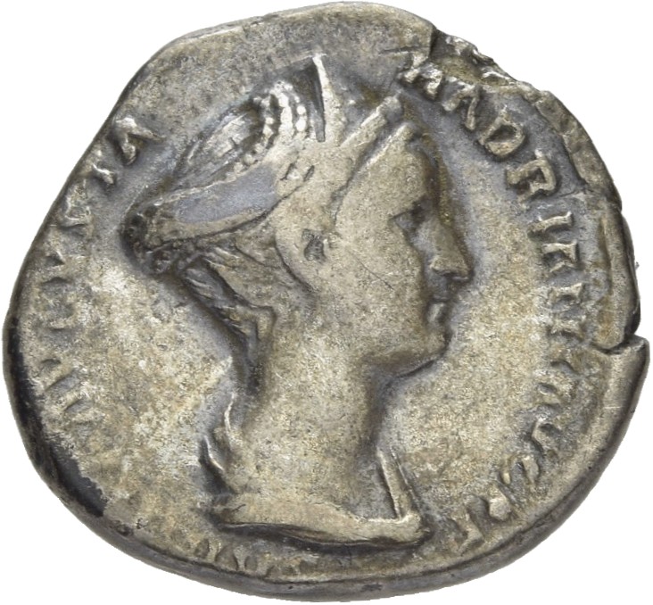RIC II, Part 3 (second edition) Hadrian 2489 Hadrian obverse, Bust of Sabina, wearing double stephane with hair braided an...