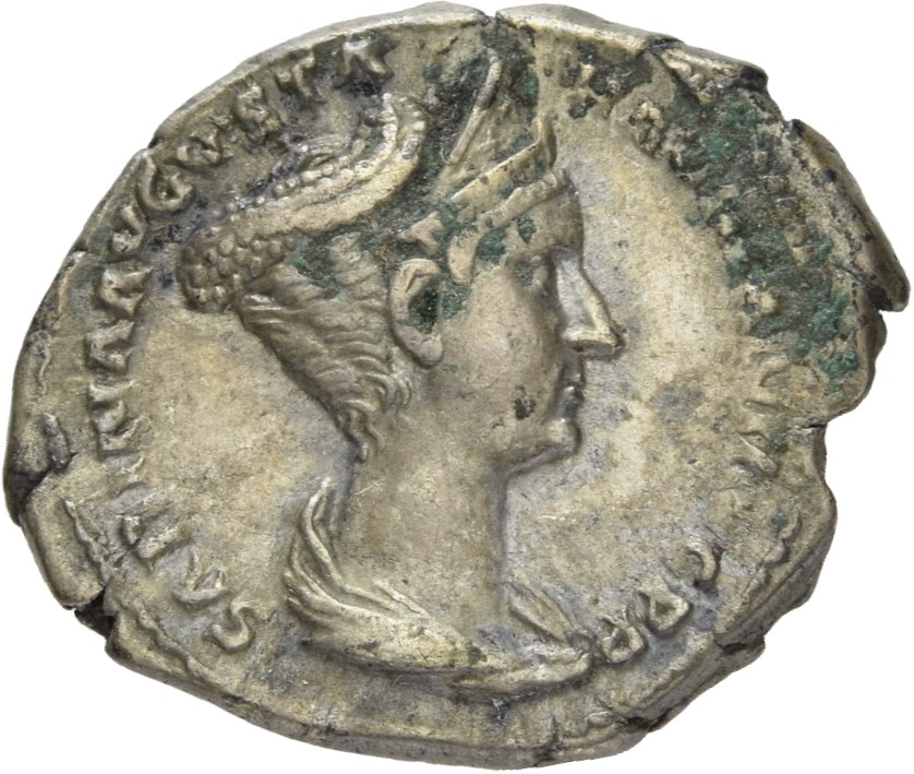 RIC II, Part 3 (second edition) Hadrian 2492 Hadrian obverse, Bust of Sabina, wearing double stephane with hair braided an...