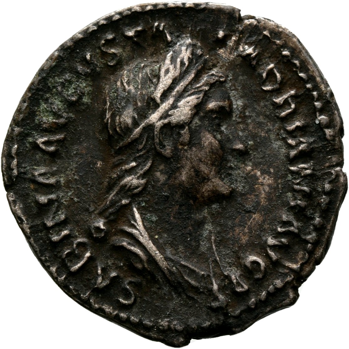 RIC II, Part 3 (second edition) Hadrian 2498 Hadrian obverse, Bust of Sabina, diademed, wearing stephane with hair in queu...