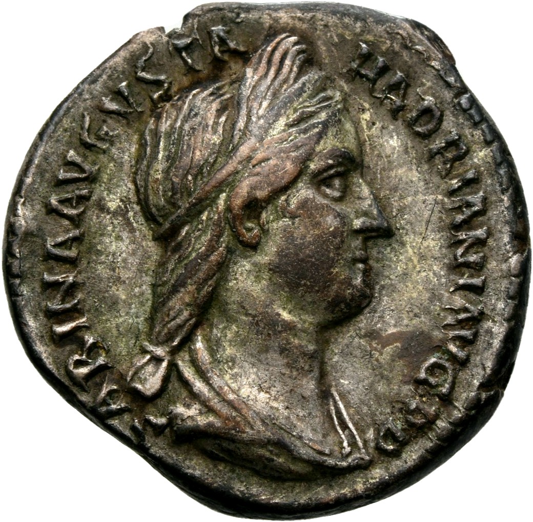 RIC II, Part 3 (second edition) Hadrian 2498 Hadrian obverse, Bust of Sabina, diademed, wearing stephane with hair in queu...