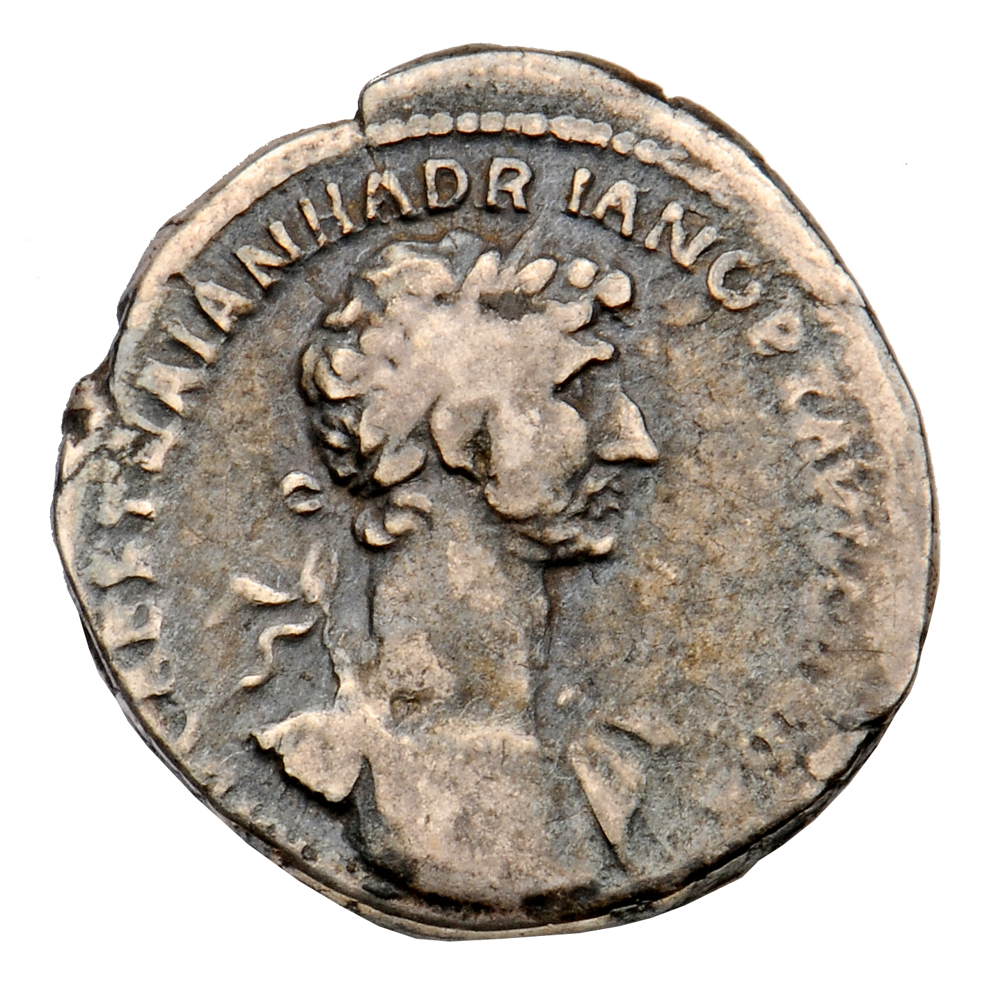 RIC II, Part 3 (second edition) Hadrian 25 Hadrian obverse, Bust of Hadrian, laureate, cuirassed, right, viewed from front