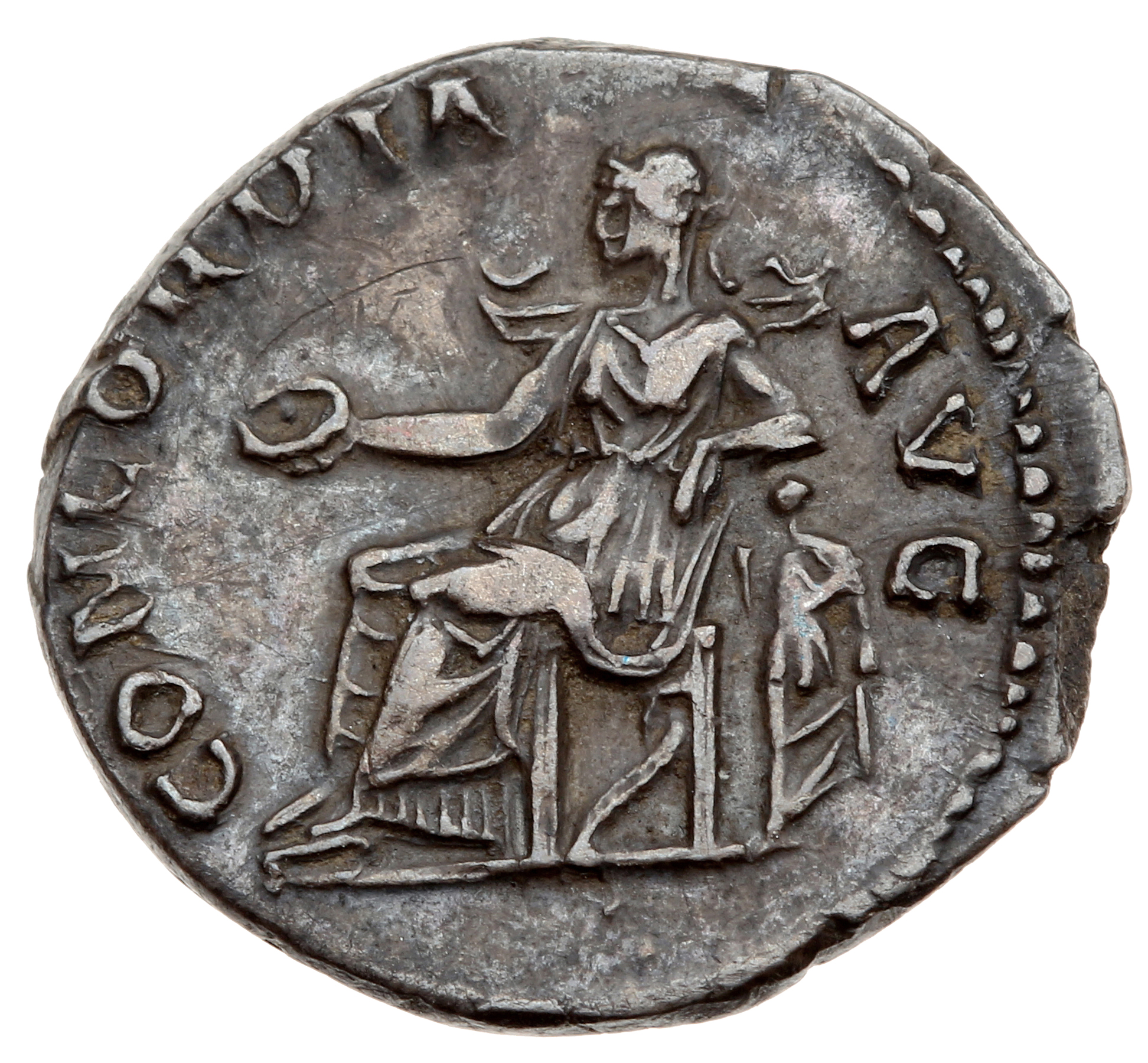 RIC II, Part 3 (second edition) Hadrian 2500-2502 Hadrian reverse, Concordia seated left, holding patera and resting arm o...