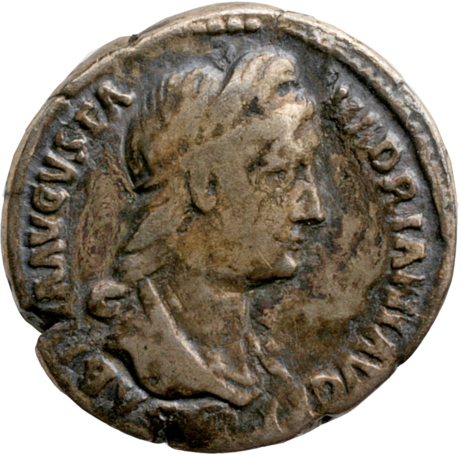 Hadrian obverse — Bust of Sabina, diademed, wearing stephane with hair in queue, draped, right