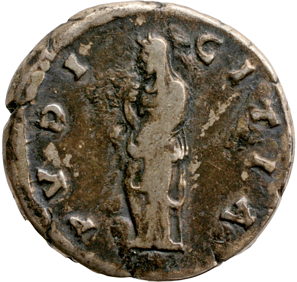 Hadrian reverse — Pudicitia, veiled, standing left, arranging veil