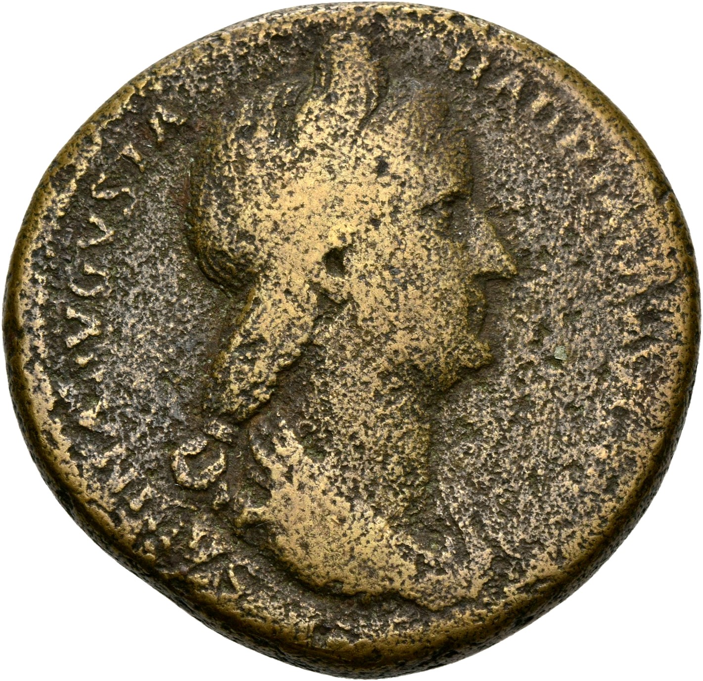 RIC II, Part 3 (second edition) Hadrian 2512 Hadrian obverse, Bust of Sabina, wreathed with possible corn wreath, wearing ...