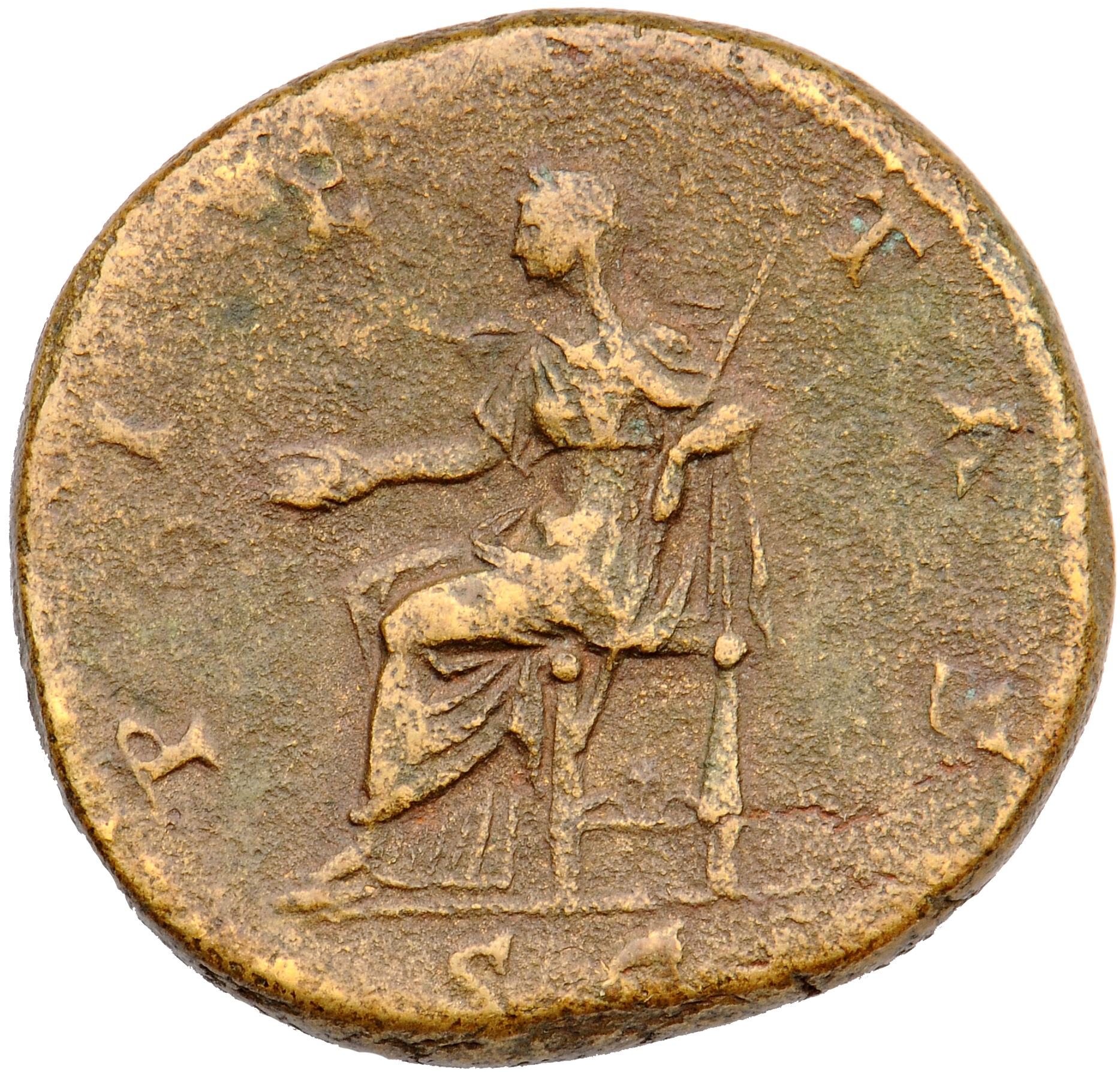 RIC II, Part 3 (second edition) Hadrian 2528 Hadrian reverse, Pietas seated left, holding patera and sceptre