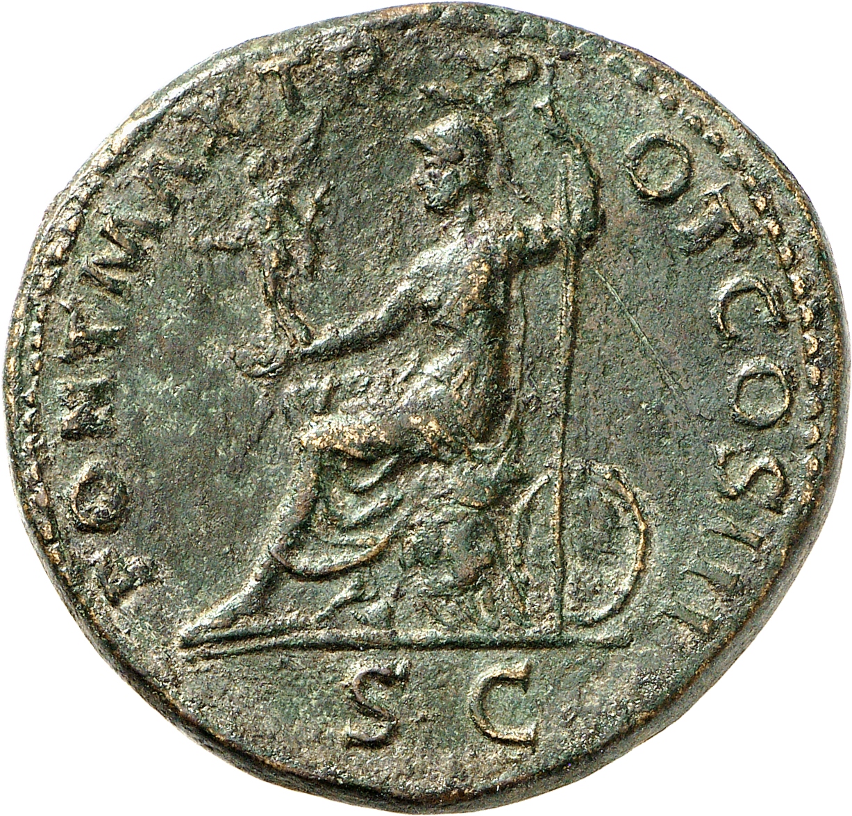 RIC II, Part 3 (second edition) Hadrian 254 Hadrian reverse, Roma seated left on cuirass, foot on helmet, other foot somet...