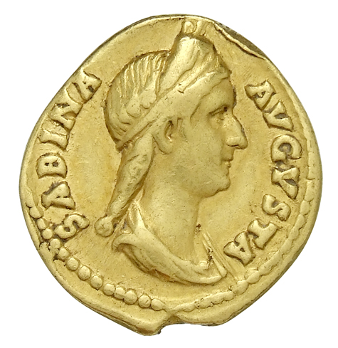 RIC II, Part 3 (second edition) Hadrian 2549 Hadrian obverse, Bust of Sabina, diademed, wearing stephane with hair in queu...