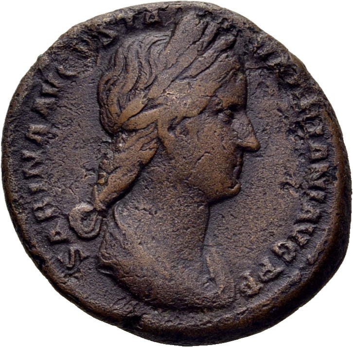 RIC II, Part 3 (second edition) Hadrian 2555 Hadrian obverse, Bust of Sabina, wreathed with possible corn wreath, wearing ...