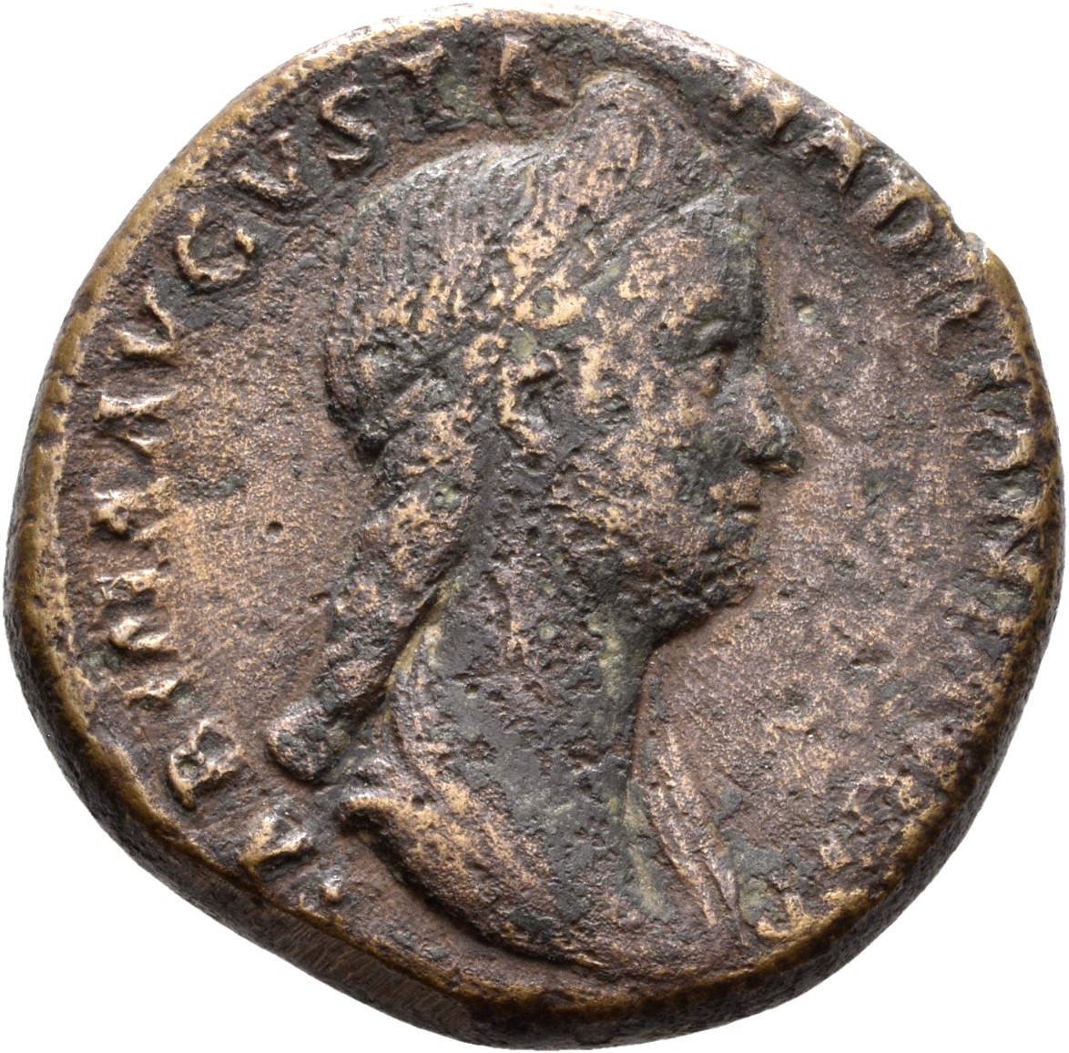 RIC II, Part 3 (second edition) Hadrian 2558 Hadrian obverse, Bust of Sabina, diademed, wearing stephane with hair in queu...
