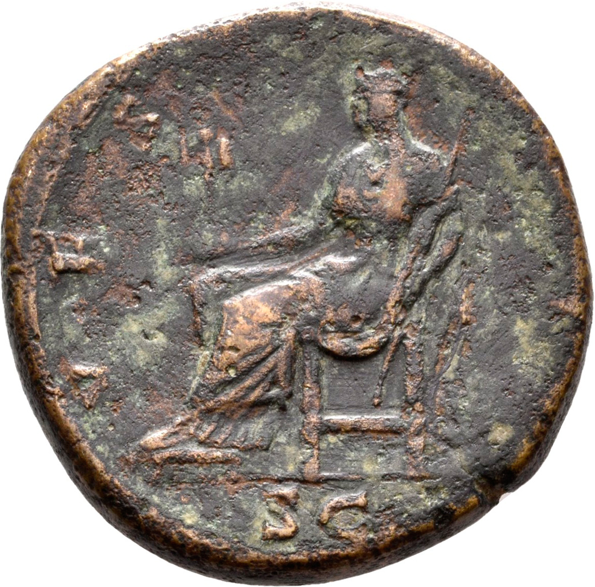 RIC II, Part 3 (second edition) Hadrian 2558 Hadrian reverse, Vesta seated left, holding palladium and sceptre