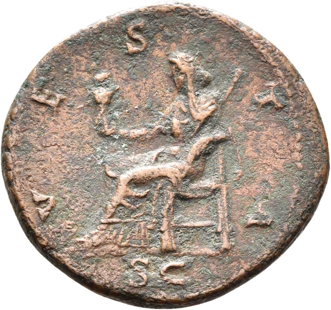 RIC II, Part 3 (second edition) Hadrian 2560 Hadrian reverse, Vesta seated left, holding palladium and sceptre