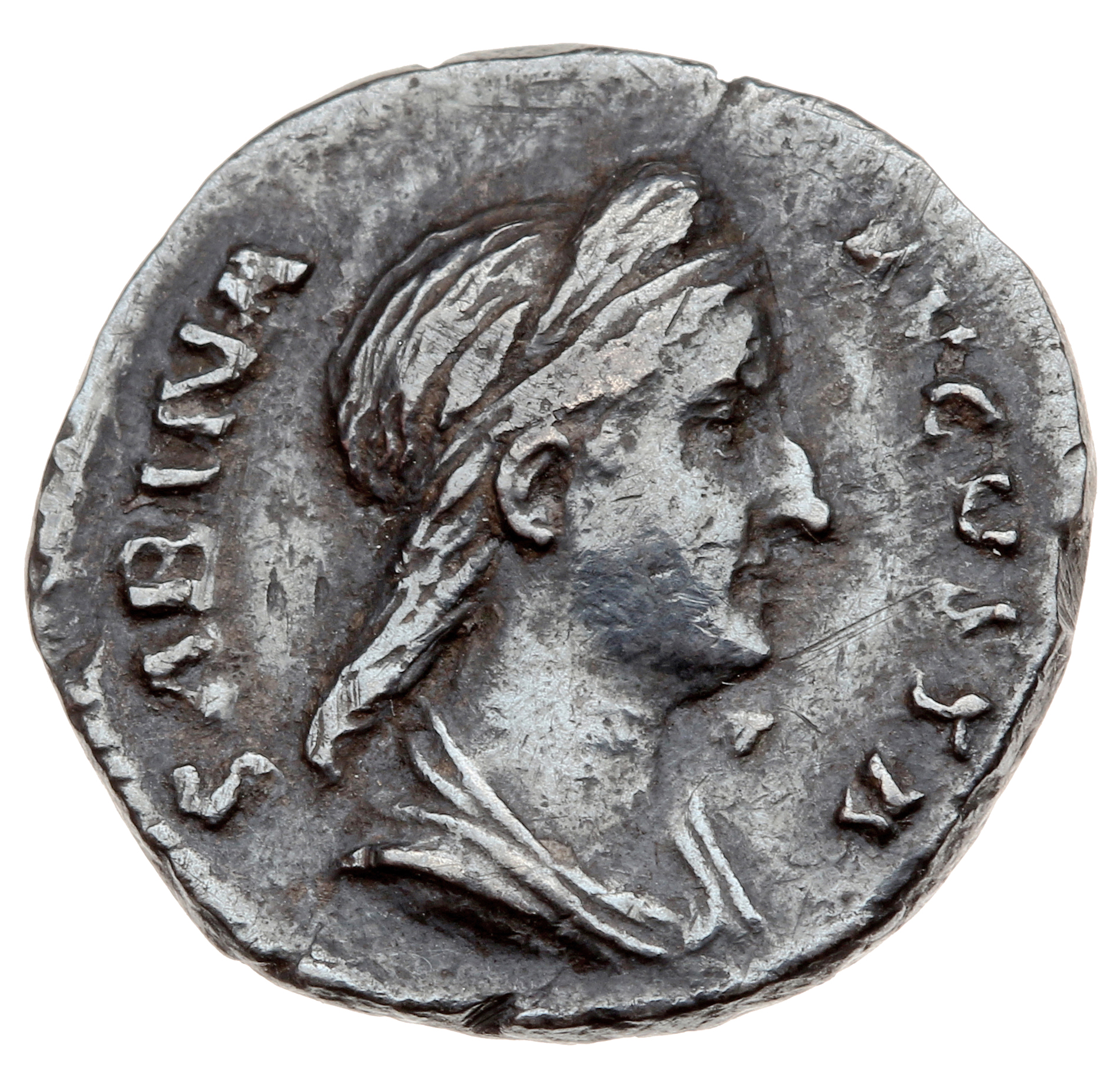 RIC II, Part 3 (second edition) Hadrian 2576 Hadrian obverse, Bust of Sabina, diademed, wearing stephane with hair in queu...