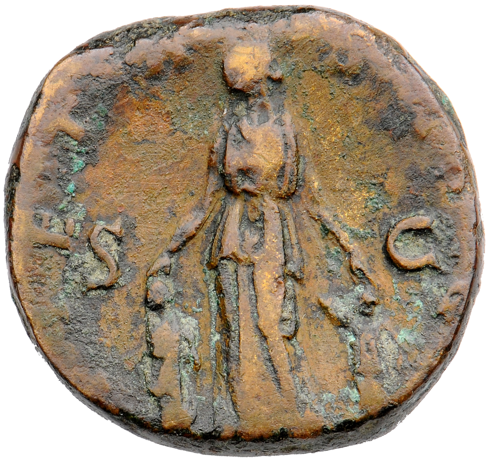 RIC II, Part 3 (second edition) Hadrian 2582 Hadrian reverse, Pietas standing left; flanking her, miniature figures of the...