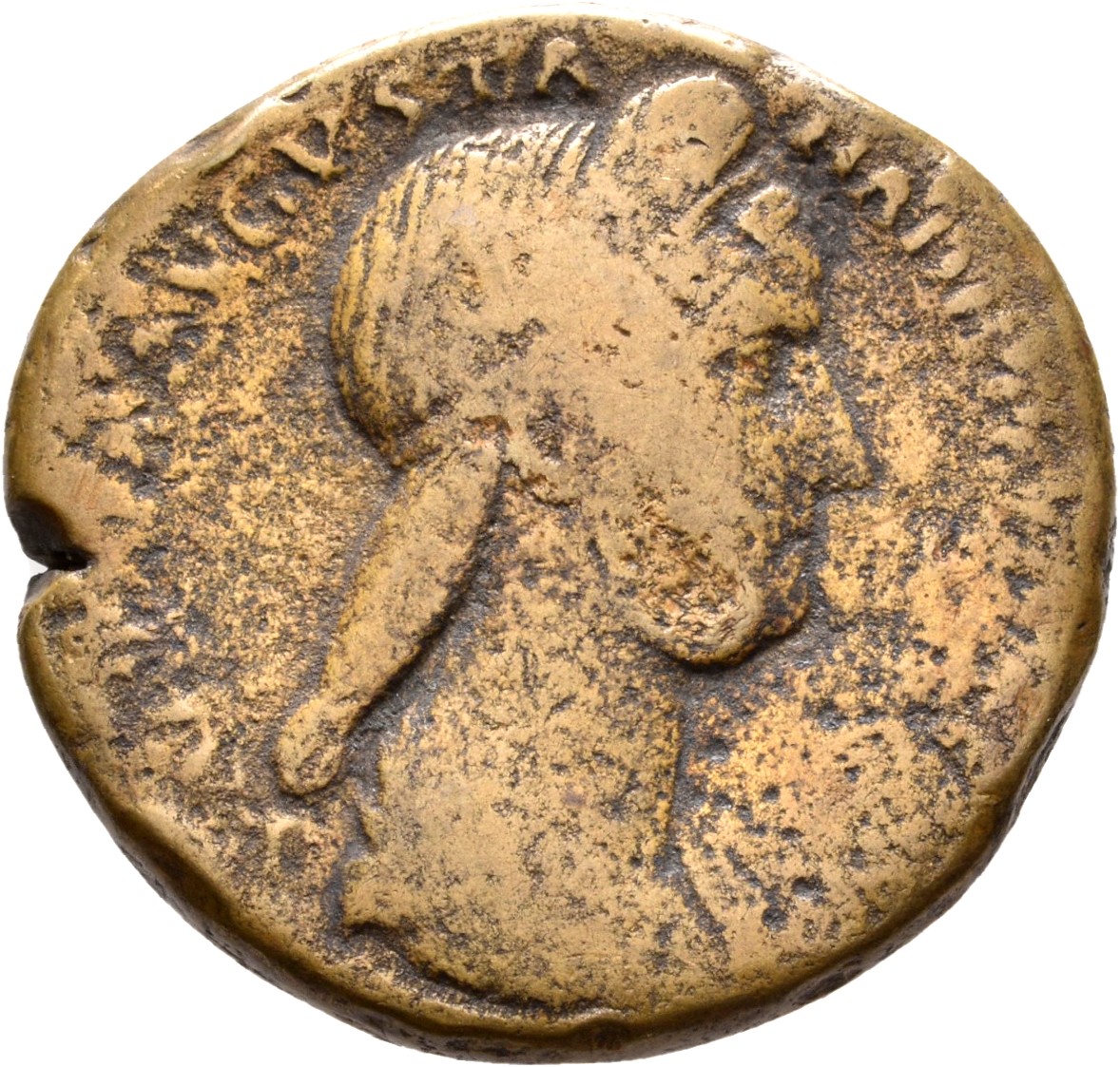 RIC II, Part 3 (second edition) Hadrian 2585 Hadrian obverse, Bust of Sabina, diademed, wearing stephane with hair in queu...