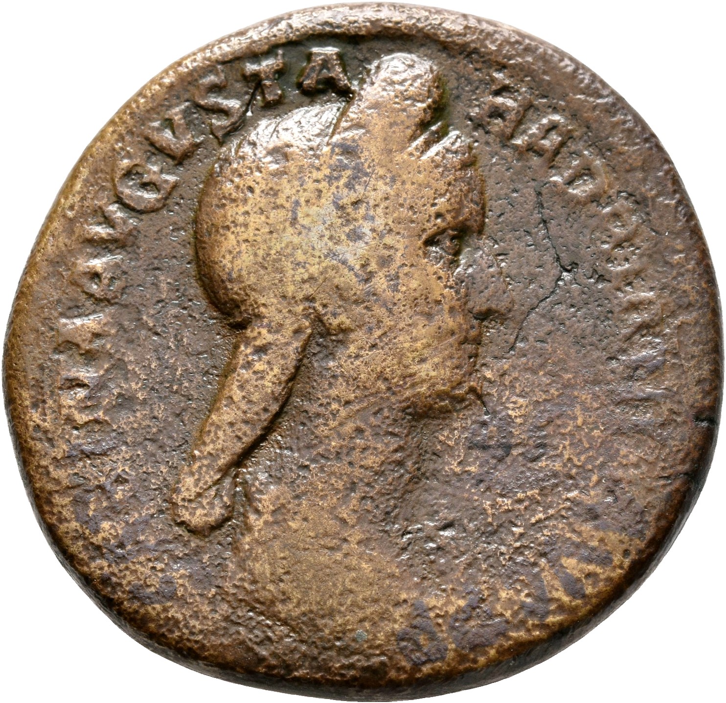 RIC II, Part 3 (second edition) Hadrian 2596 Hadrian obverse, Bust of Sabina, diademed, wearing stephane with hair in queu...