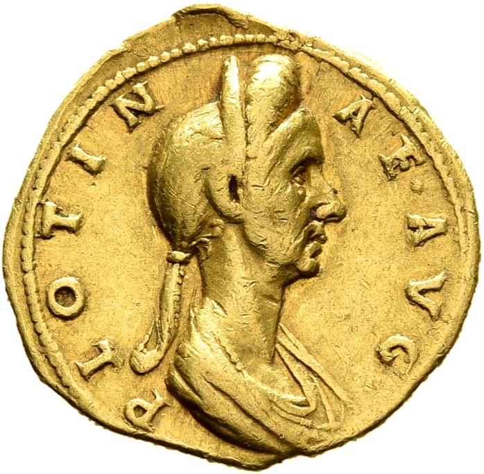 RIC II, Part 3 (second edition) Hadrian 26 Hadrian reverse, Bust of Plotina, diademed, hair braided, draped, right