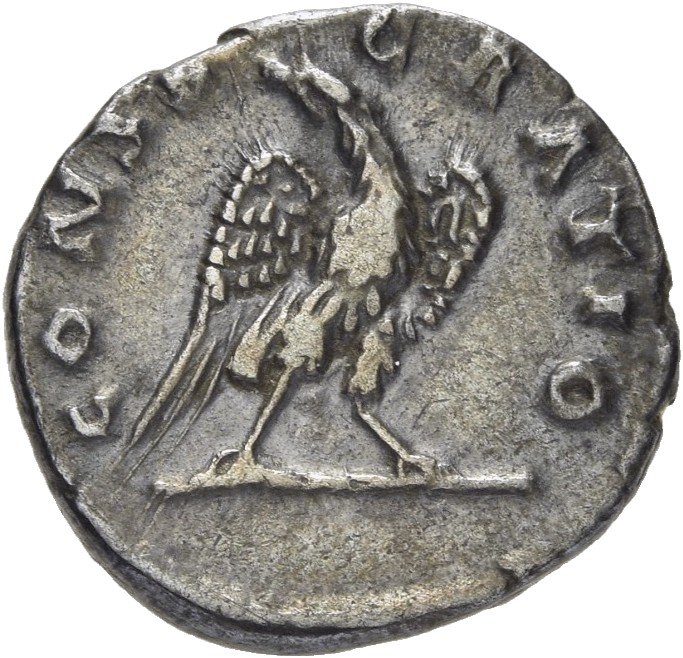 RIC II, Part 3 (second edition) Hadrian 2604 Hadrian reverse, Eagle standing right on sceptre, head left