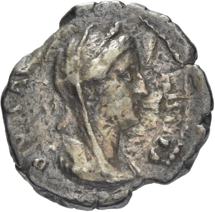 RIC II, Part 3 (second edition) Hadrian 2607 Hadrian obverse, Bust of Sabina, veiled, corn wreathed, hair in knot at nape ...