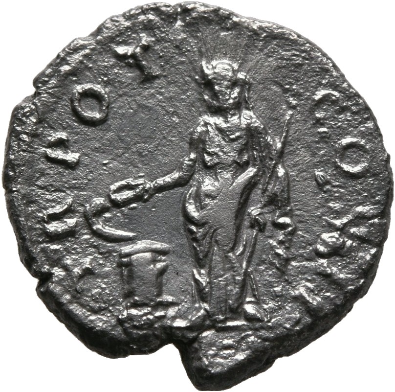 RIC II, Part 3 (second edition) Hadrian 2645 Hadrian reverse, Salus standing left, holding patera and sceptre; to left, al...