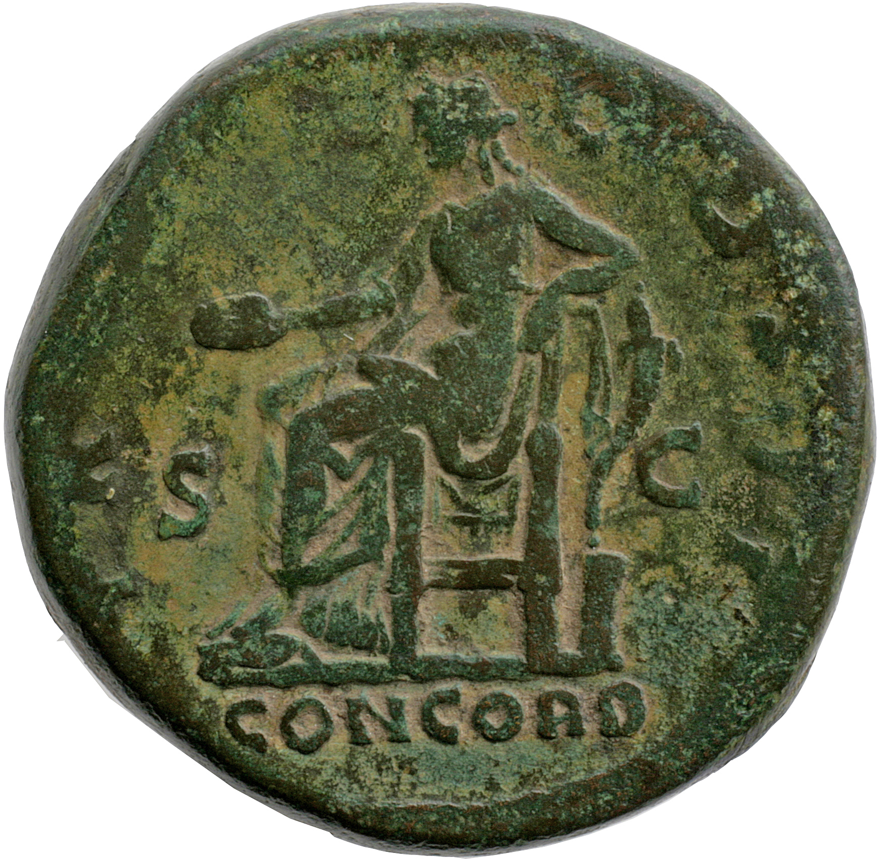 RIC II, Part 3 (second edition) Hadrian 2650 Hadrian reverse, Concordia seated left, holding patera and resting on cornucopia