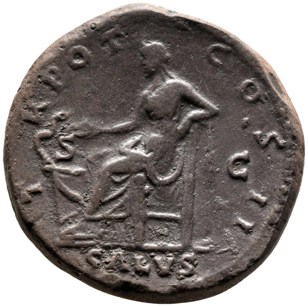 RIC II, Part 3 (second edition) Hadrian 2677-2679 Hadrian reverse, Salus seated left, holding patera and with elbow rarely...