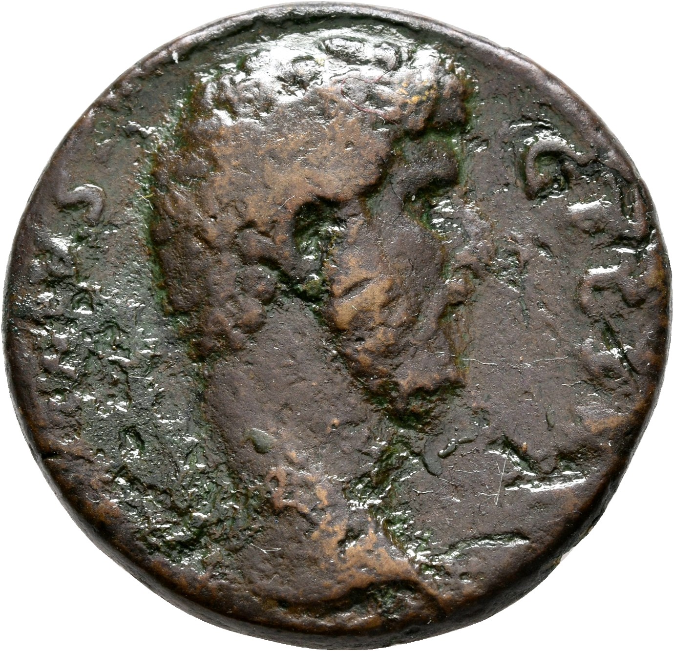RIC II, Part 3 (second edition) Hadrian 2677 Hadrian obverse, Head of Lucius Aelius Caesar, right