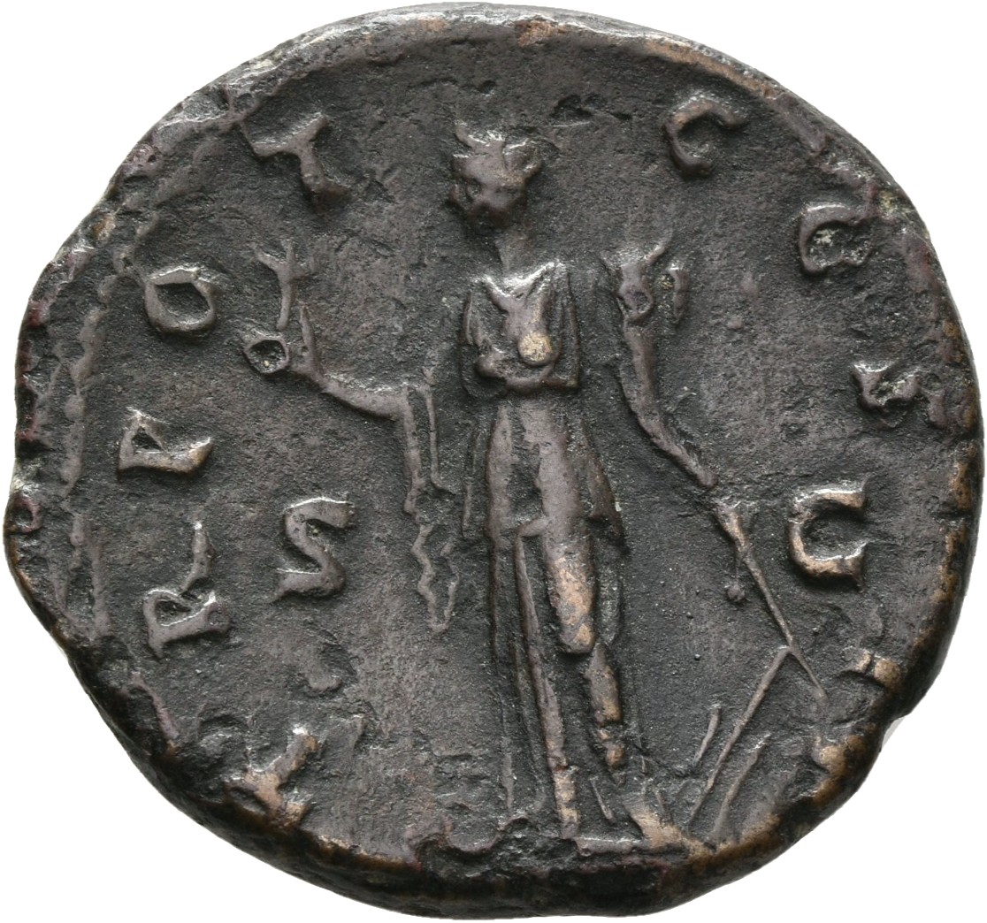 RIC II, Part 3 (second edition) Hadrian 2692 Hadrian reverse, Fortuna-Spes standing left, holding flower and cornucopia in...