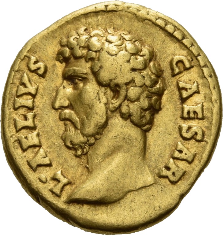 RIC II, Part 3 (second edition) Hadrian 2707 Hadrian obverse, Head of Lucius Aelius Caesar, left