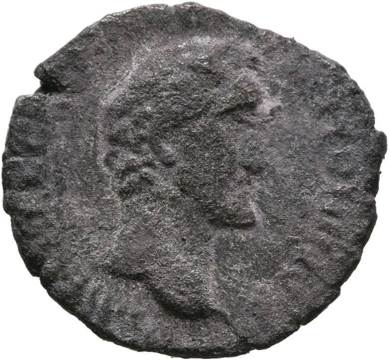RIC II, Part 3 (second edition) Hadrian 2728 Hadrian obverse, Head of Antoninus Pius, right