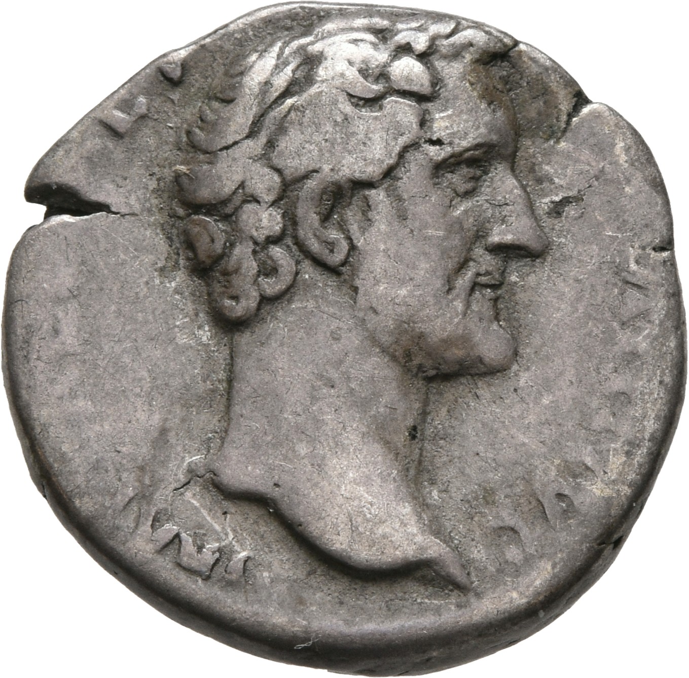 RIC II, Part 3 (second edition) Hadrian 2731 Hadrian obverse, Head of Antoninus Pius, right