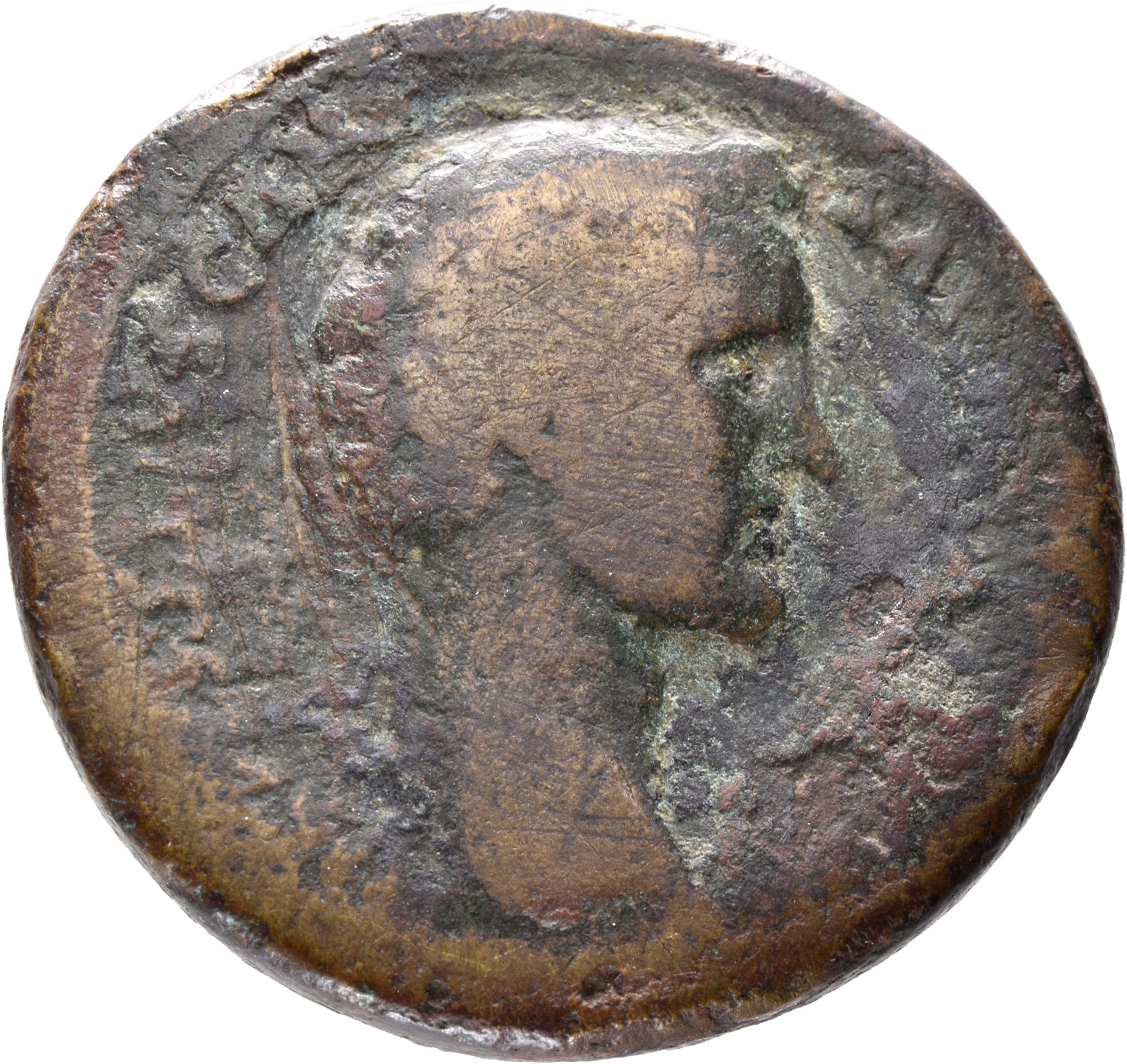 RIC II, Part 3 (second edition) Hadrian 2739 Hadrian obverse, Head of Antoninus Pius, right