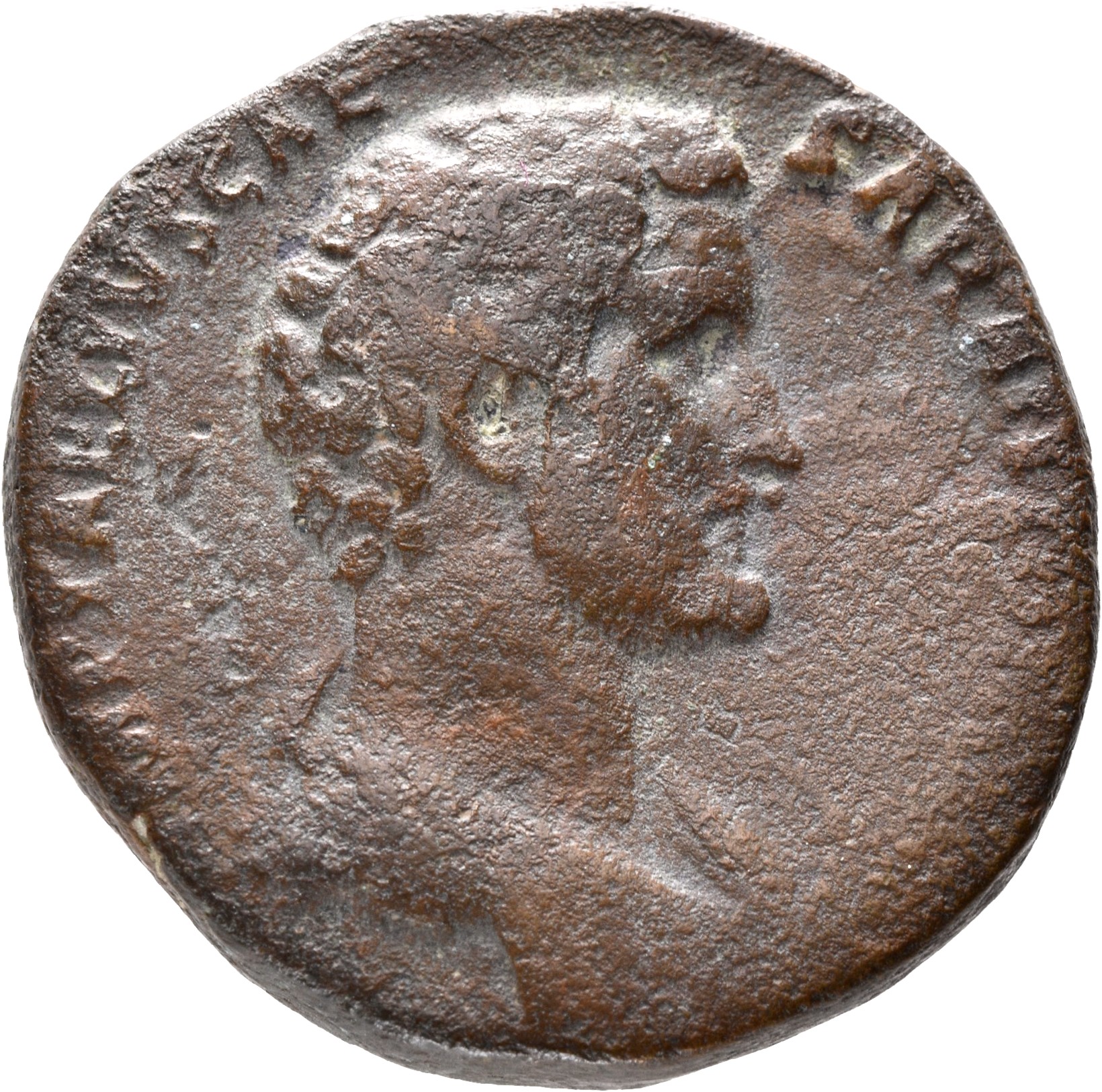 RIC II, Part 3 (second edition) Hadrian 2740 Hadrian obverse, Bust of Antoninus Pius, draped, right, viewed from rear or side